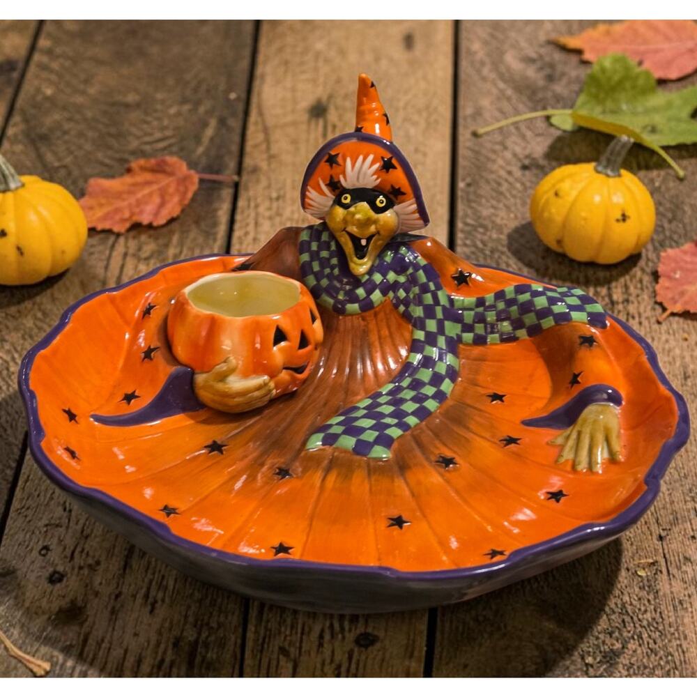 Fitz and Floyd Essentials Witch Hazel Collection Chip and Dip Bowl Platter 2003